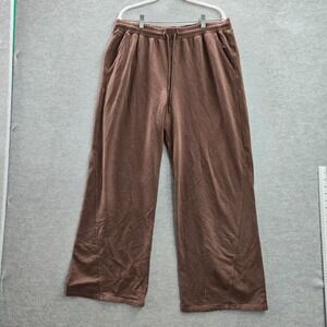 Abercrombie & Fitch Women Activewear Pants XL Brown Wide Leg Pockets Drawstring